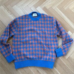 Nanushka Blue and Orange Houndstooth Sweater
